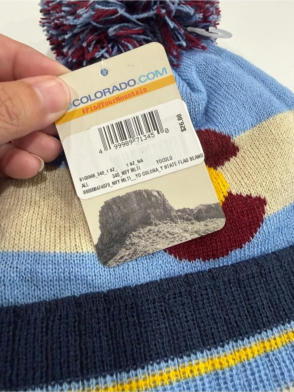YoColorado Kids Vintage State Flag Beanie Hat Winter Ski NWT Cozy Navy Blue